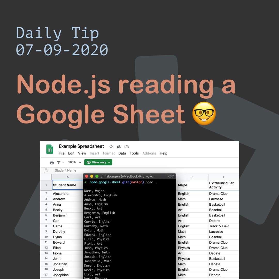 Node.js reading a Google Sheet 🤓