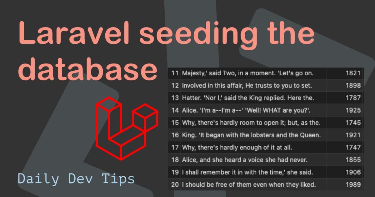 Laravel seeding the database