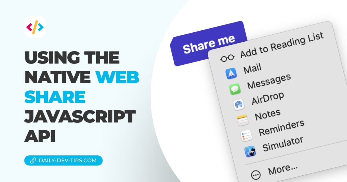 Using the native web share JavaScript API