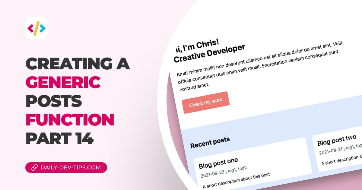 Creating a generic posts function - part 14