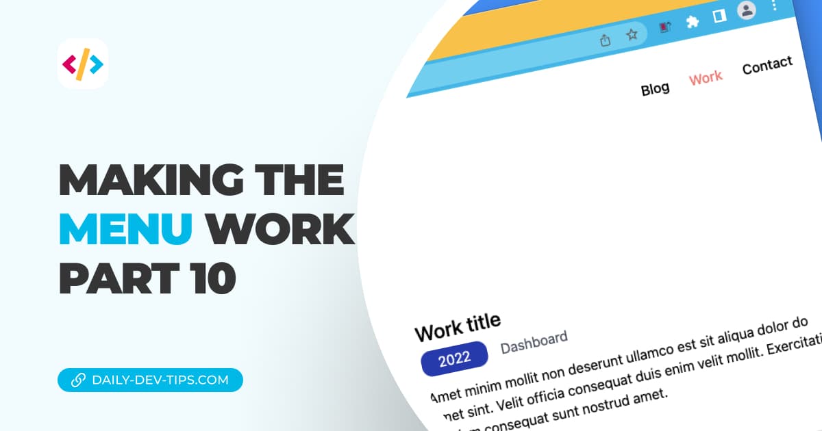 Making the menu work - part 10